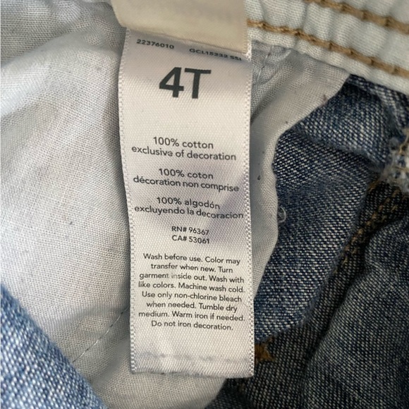 OSHKOSH B'GOSH Classic Overalls, Distressed Blue Denim, Toddler Size 4T - Picture 9 of 9